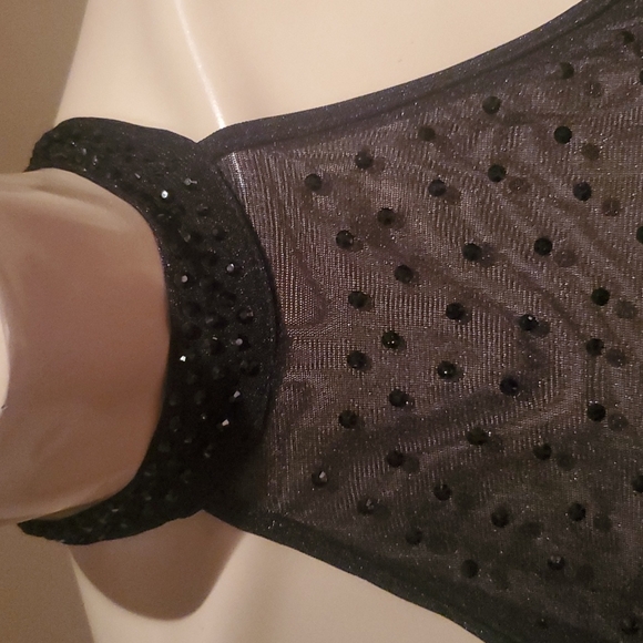 SOLD New Fashion Nova Studded Rhinestone Black Sheer Mesh Glo Up Dress Sold Out - Picture 4 of 7